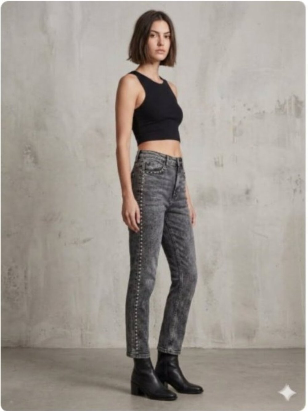 rag & bone Wren High Rise Slim Straight Jeans Serephina Jewel Studded 25